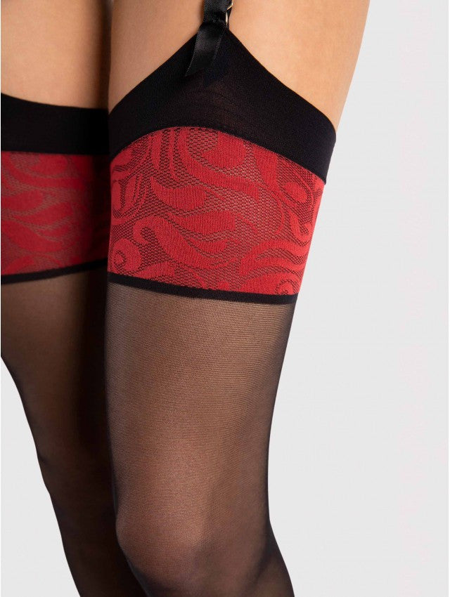 Alternate view of the Scarlett black 20 denier arabesque stockings