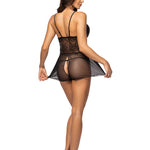 The Secret Veil black lace and tulle babydoll seen from another angle