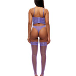 Alternate view of the purple guipure lace teddy set