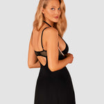 A further look at the Selinne black satin chemise and thong