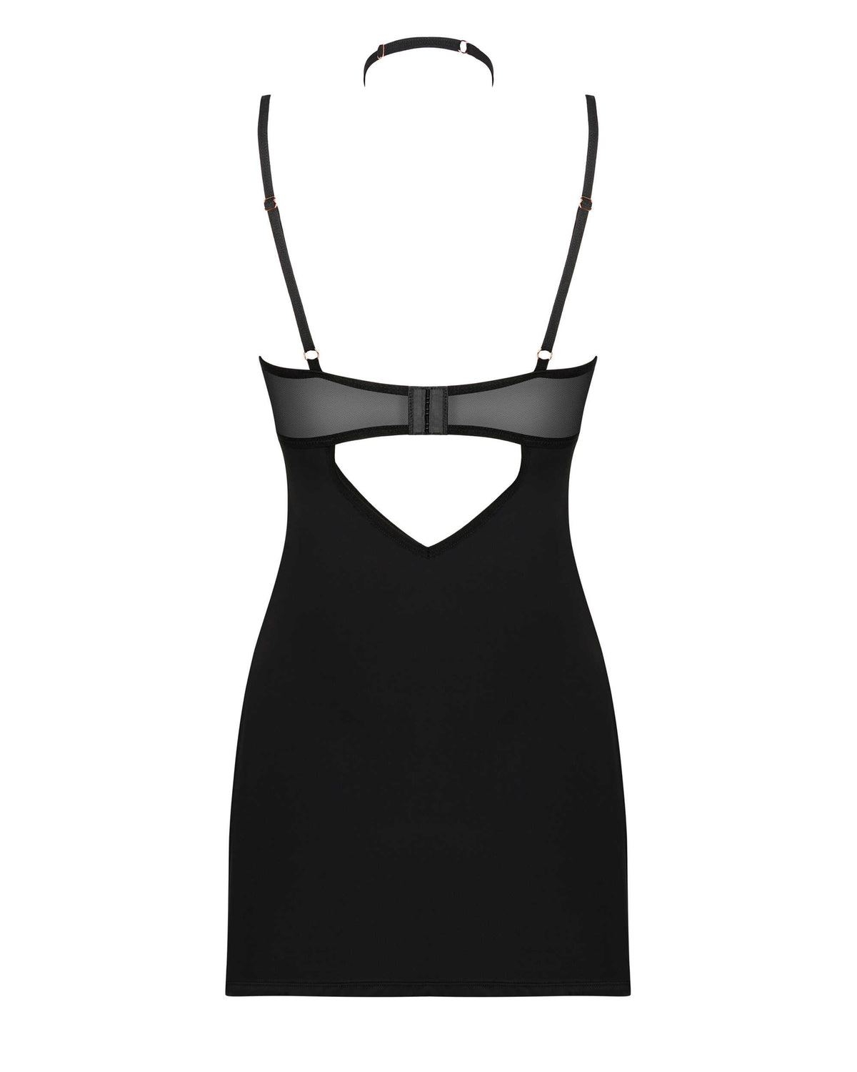 One more view of the Selinne black satin chemise and thong