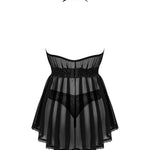 The Serafia black sheer babydoll and thong, seen from a different angle