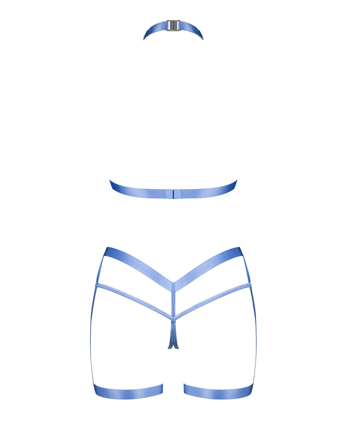 Shaderi blue harness set with silver hardware