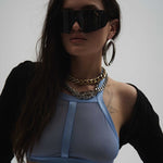 The Shaderi blue top and thong set shown from another angle