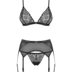 A further look at the Shibu black geometric lace garter set