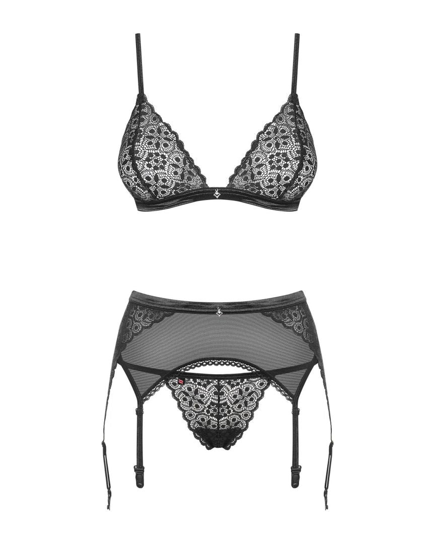 A further look at the Shibu black geometric lace garter set