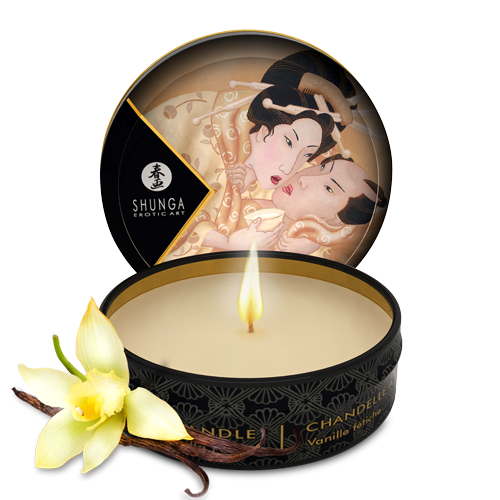 Vanilla mini soy massage candle with natural oils by Shunga