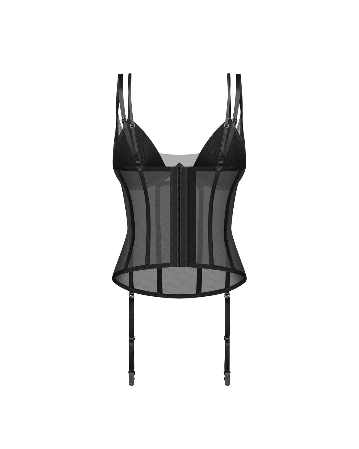 Sibilie black mesh corset with vertical boning