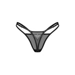 Sibilie black mesh thong with a bold front cutout