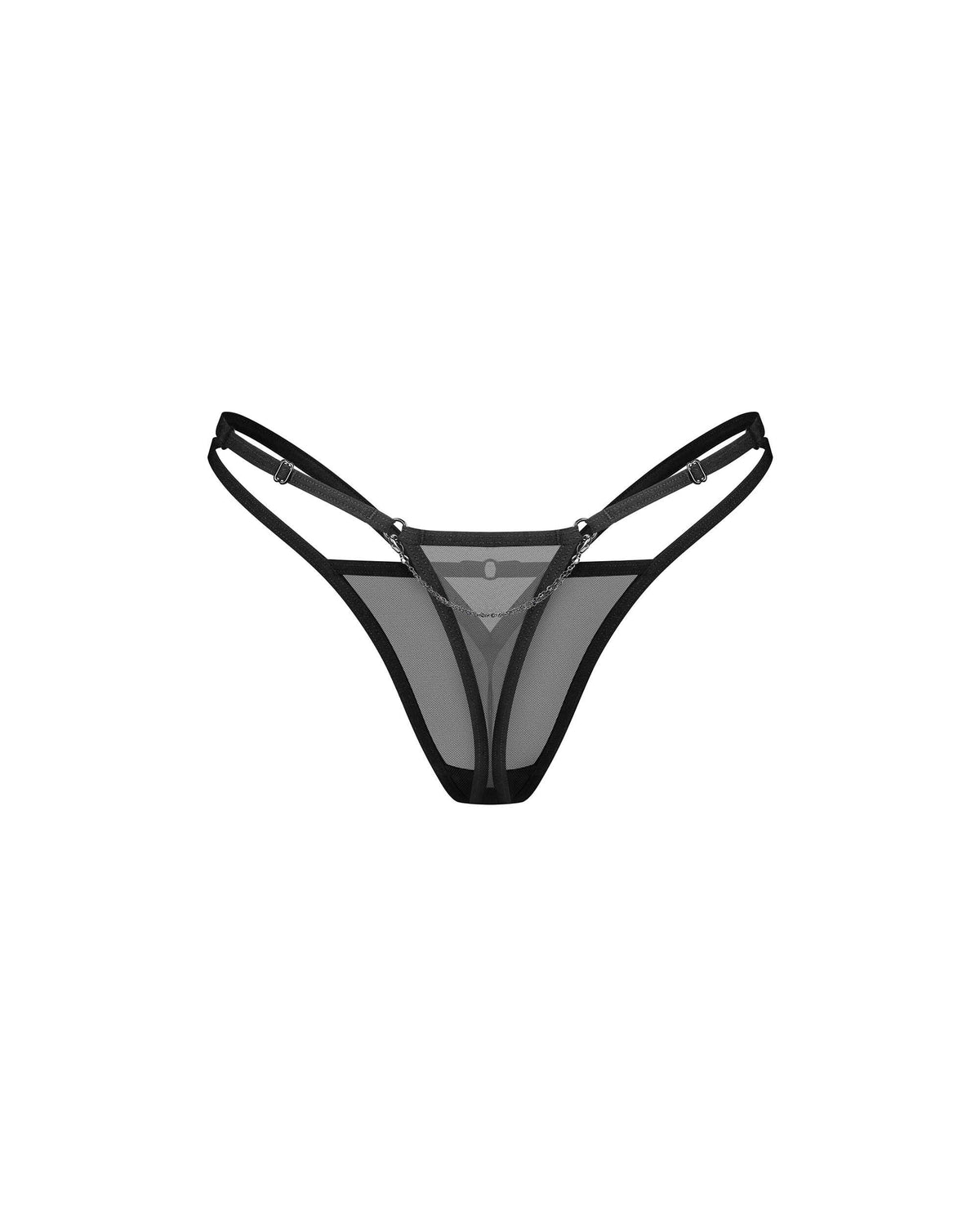 Sibilie black mesh thong with a bold front cutout