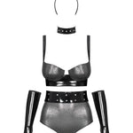 An additional view of the Silveria silver and black six-piece set