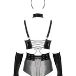 The Silveria silver and black six-piece set, featuring ears, gloves and choker