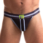 Jersey black and green cotton and spandex jockstrap by Sport Fucker
