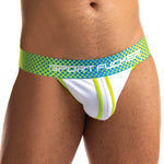 Jersey green and white cotton and spandex jockstrap by Sport Fucker