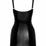 The Starlet black wetlook minidress, seen from a different angle