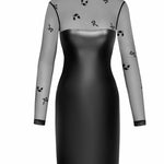 The Sublime black wetlook and mesh midi dress seen from another angle