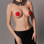 An alternate view of the Sublime red leather nipple covers, with a soft silicone lining
