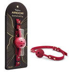 Ardor red breathable silicone ball gag with adjustable strap by Temptasia