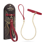 Ardor red silicone collar and leash set with bowtie detail by Temptasia