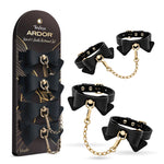 Ardor black silicone wrist and ankle restraints with adjustable straps by Temptasia