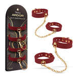 Ardor red silicone wrist and ankle restraints with adjustable straps by Temptasia