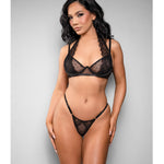 Vivienne black swiss dot mesh and lace bra and panty set by Temptress by Fantasy