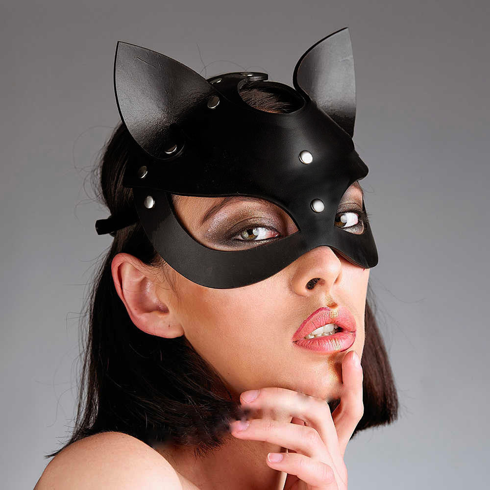 Catwoman black soft leather mask with adjustable head strap by The Sinners