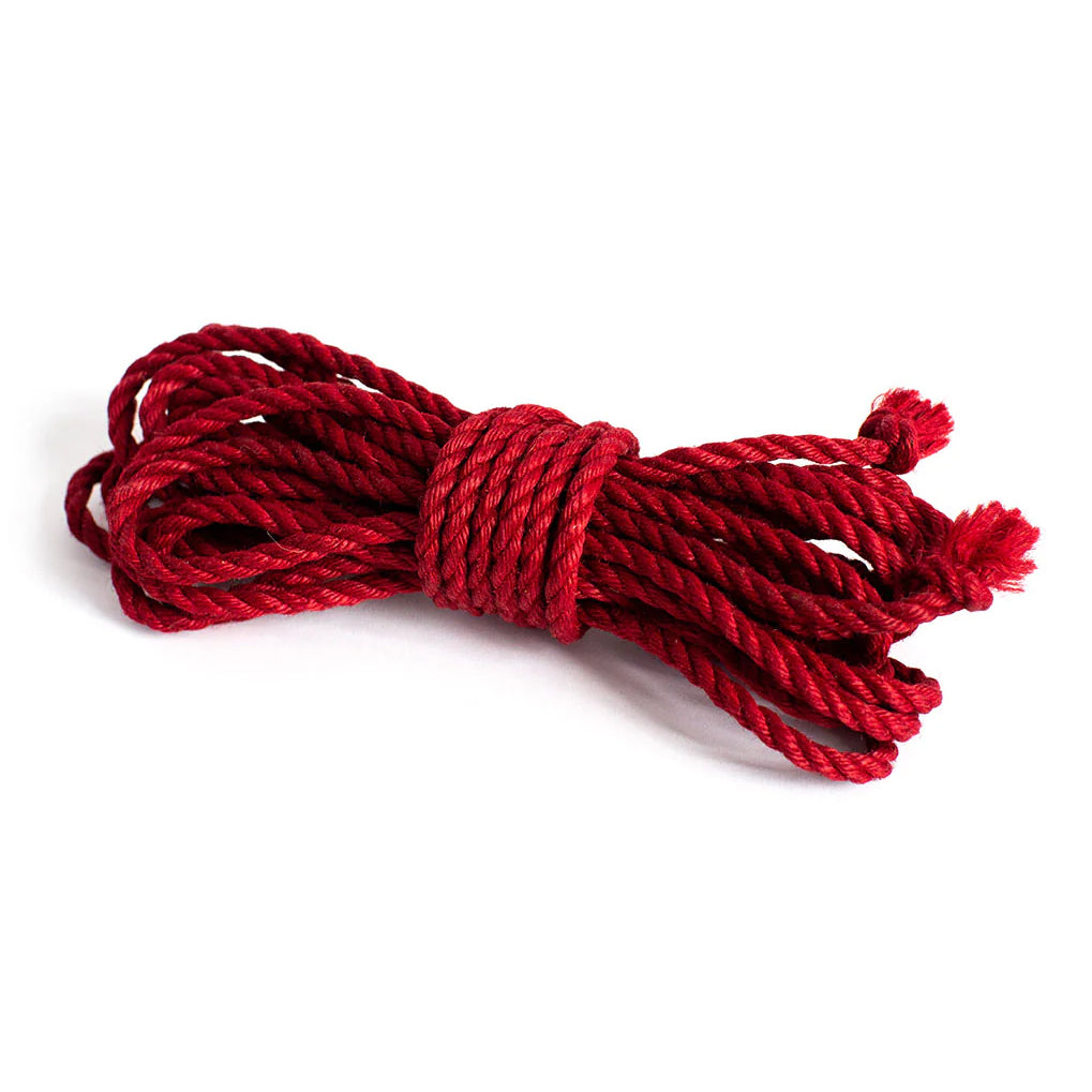 Premium red 8-meter natural hemp bondage rope by The Sinners