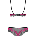 An additional view of the Tulia black and pink lace set