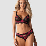 The Tulia black and pink lace set seen from another angle