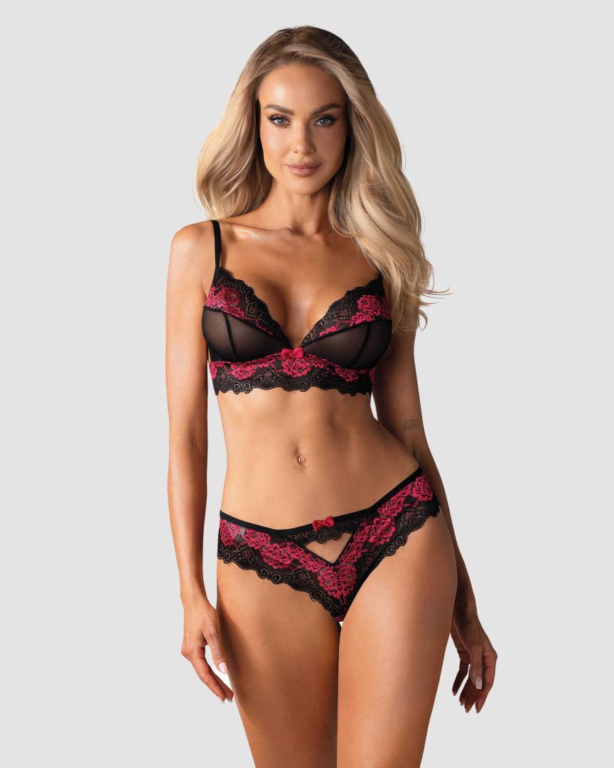 The Tulia black and pink lace set seen from another angle