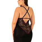 The Vanessme black lace chemise and thong seen from another angle