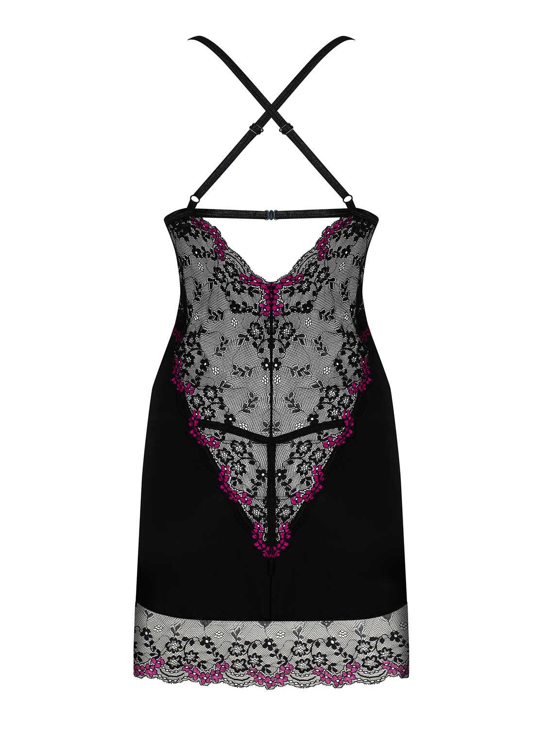 Yet another view of the Vanessme black lace chemise and thong