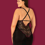 The Vanessme black lace chemise and thong, seen from a different angle