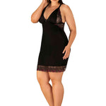 A supplementary image of the Vanessme black lace chemise and thong