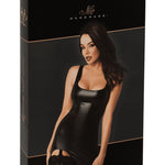 One more view of the Velvetine black wetlook mini dress