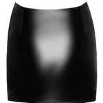 A further look at the Velvetine black wetlook mini skirt