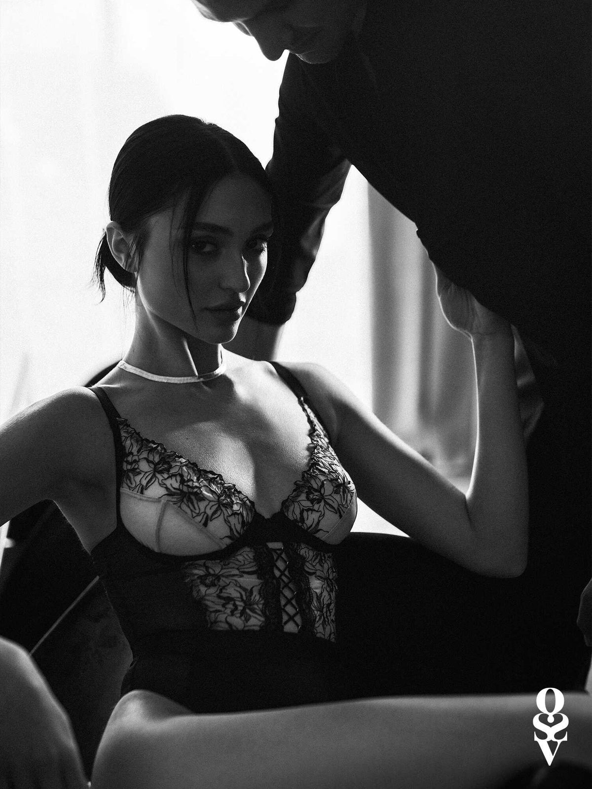 Additional view of the Vila Blanes black embroidered tulle teddy