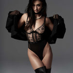 Alternate view of the Vila Blanes black embroidered tulle teddy