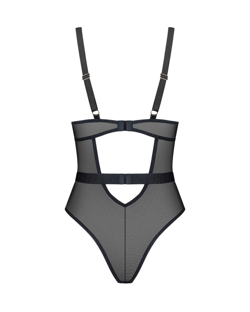 Vila Blanes black embroidered tulle teddy with underwire cups