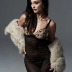 Alternate view of the Vila Blanes black sheer long chemise