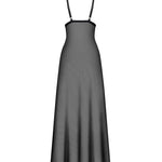Vila Blanes black sheer long chemise with a plunging neckline