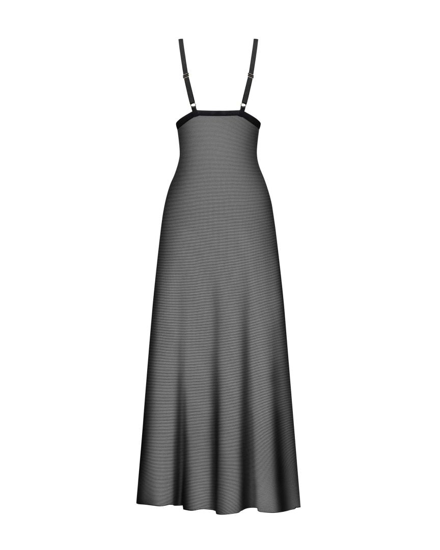 Vila Blanes black sheer long chemise with a plunging neckline