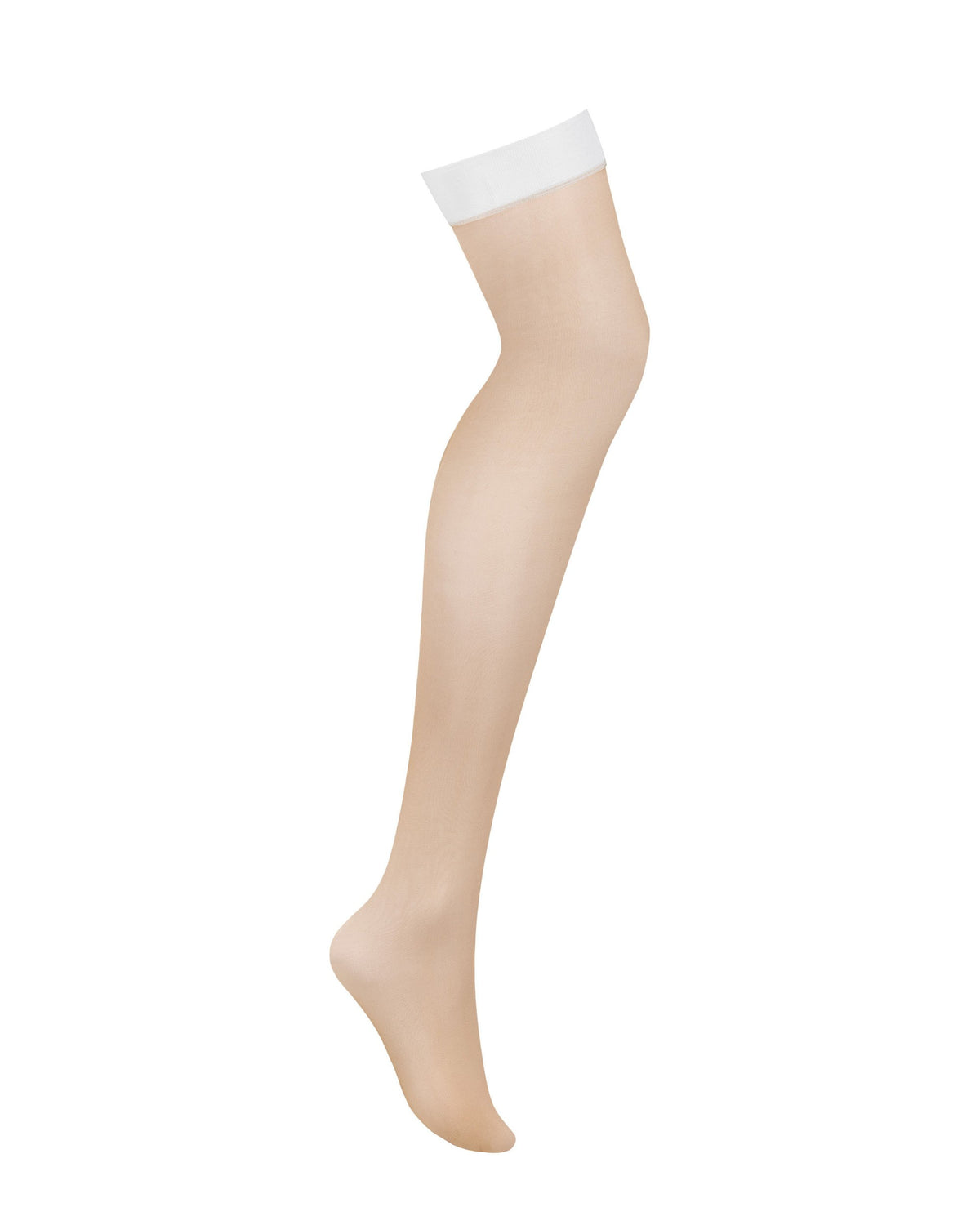 The white and beige mesh stockings, seen from a different angle
