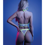 White zipper bra top and thong with glow-in-the-dark details, alternate view