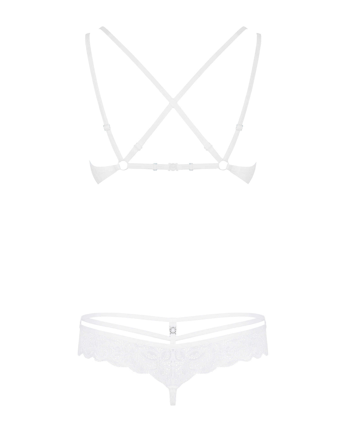 An additional view of the white underwire lace set