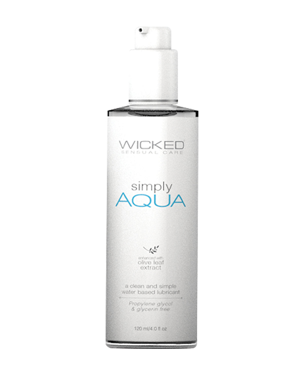 Simply Aqua vegan water based lubricant with olive leaf extract by Wicked Sensual Care