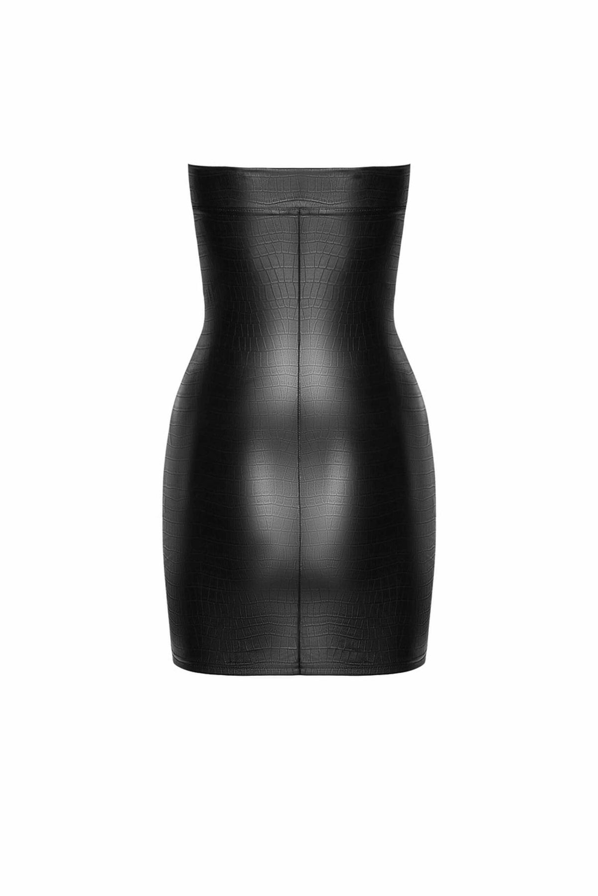 A further look at the Wild Crocodile black printed wetlook mini dress