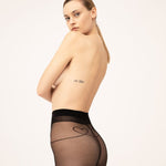 With Love black 15 denier stockings with hearts at the ankle and hip