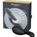 Duo 2 black Pleasure Air rabbit vibrator with flexible G-spot arm by Womanizer